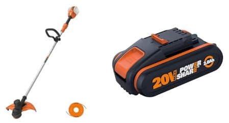 WORX WG183E.9 36V (40V MAX) Dual Battery Cordless 33cm Grass Trimmer Strimmer Line Strimmers Edge & WA3551.1 2.0Ah Battery Pack, 18V (20V Max)