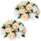 Lot de 2 boules de roses artificielles avec 15 fleurs en soie artificielle pour mariage, maison, fête, fenêtre, décoration de mariage, blanc champagne