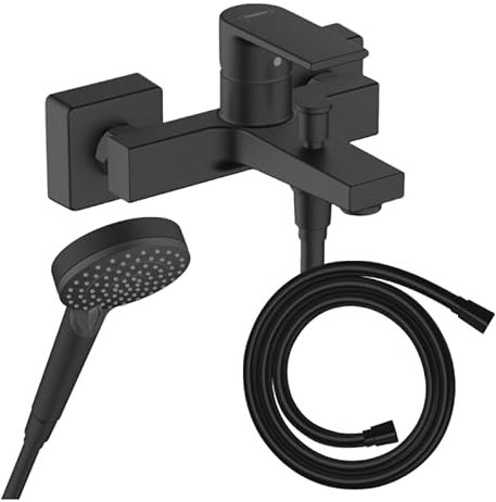 Hansgrohe Pack mitigeur Bain Douche Vernis Shape + Flexible Isiflex + Pommeau Vernis Blend 100 Vario Noir Mat