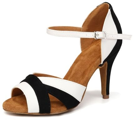 Uonpie Scarpe da Ballo Latino Americano Donna Professionali Tacco 8.5 cm Scarpe da Ballo Donna Salsa,Nero,38EU