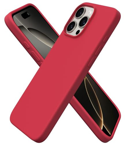 ORNARTO Compatible with iPhone 16 Pro Max Case 6.9, Slim Liquid Silicone 3 Layers Full Covered Soft Gel Rubber 16 Pro Max Phone Cases Cover 6.9 inch-Red