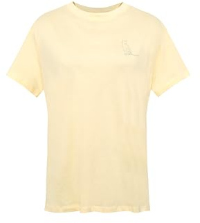 Mavi Damen T-Shirt Rundhals Kurzarm Top Oberteil mit Print Regular fit Basic, Farben:Gelb, Größe:XS