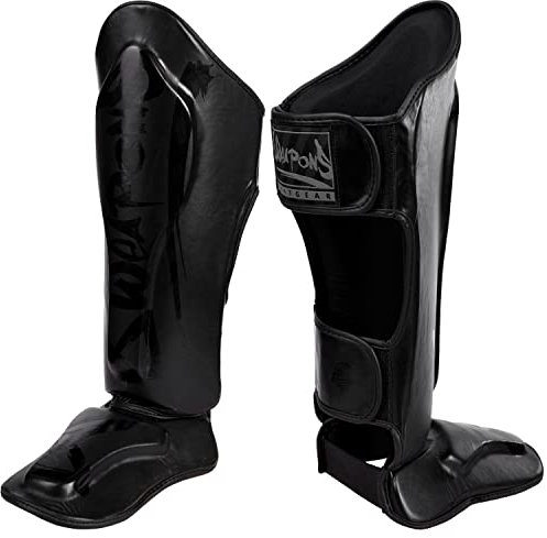 8 WEAPONS Schienbeinschoner Unlimited 2.0, Schwarz-matt, Größe XL, Training & Wettkampf, Hochwertiges Kunstleder und perfekte Dämpfung, Muay Thai, K1, MMA, Karate & Kickboxen