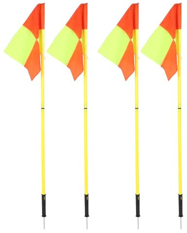 Drapeaux D'angle de Terrain de Football, 4 Drapeaux Carrés, 4 Pièces, 2 Sections, Poteaux de Football de 1,5 M, Drapeaux D'angle de Football avec Sac de Rangement, Marqueur de