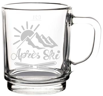 LUXENTU Glühweintassen mit personalisierter Gravur, Teegläser 250 ml, Geeichte Glasbecher bei 0,2 Liter, Großes Set für Gastronomie & Events, Motiv: Après Ski, 30 Stück