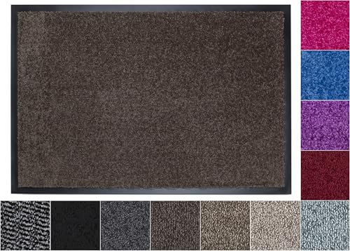 Jan Max Fußmatte, Hohe Saugfähigkeit, Sauberlaufmatte, Türmatte, rutschfest und Sicher, Einfache Reinigung, Qualität Schmutzfangmatte 60 x 90 cm Braun