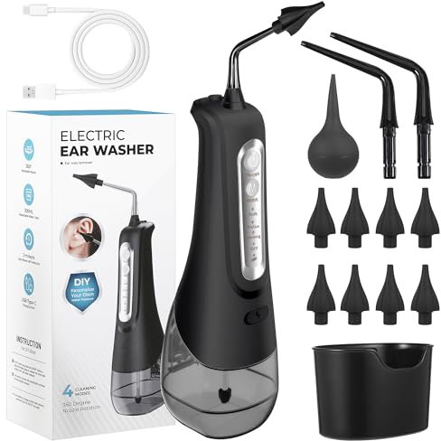 Ear Wax Removal Kit, Electric Water Powered Ear Cleaner for Ear Cleaning Tool, Ear Cleaner Irrigation Kit with 8 Reusable Tips, Ear Wax Remover with 4 Cleaning Modes Effective for Ear Wax Buildup