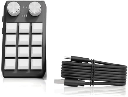 YIWEOG Teclado inalámbrico para juegos con una sola mano Teclado macro personalizado con interruptor rojo uwBT de 12 teclas, intercambiable en caliente para juegos y diseño Teclado personalizado PS 3D