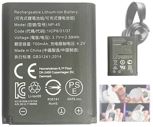 (Neue Upgrades) Aousavo NP-45 (1PCS) ersatz akku NP-45 Kompatibel mit SteelSeries Arctis Nova Pro 61527 Wireless Multi-System Gaming Headset,Bosch S6EA,Bosch Nyon,82-2-7136898 Spare Accu Pack 700mAh