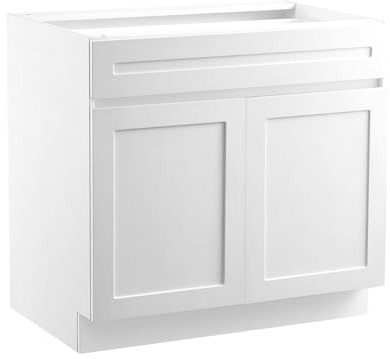 VEVOR White Shaker Base Cabinet with Drawer, 30-Inch Unassembled Drawer Base Cabinet, 30 W x 24 D x 34.5 H Ready to Assemble Cabinet with Soft-Close Doors and Adjustable Shelf, for Home Office