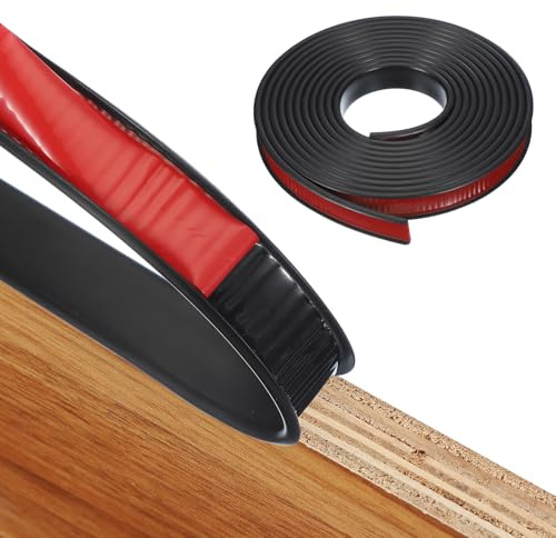 sourcing map TPE U-Shape Edge Banding Self Adhesive Flexible Veneer Edging Trim 4m x 15mm Furniture Edge Protector for Shelf Cabinet Table Repair Restoration (Black)