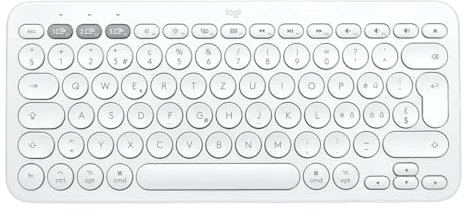 Logitech K380 Clavier multi-appareils pour Windows, macOS, iPadOS, Android ou Chrome OS, PC, Mac, ordinateur portable, smartphone, tablette, disposition QWERTZ suisse – Blanc [en vrac – Sans emballage