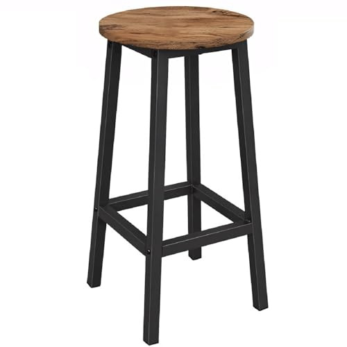 BEGRYF Barhocker 65 cm, runder Tresenhocker mit 30 cm Sitzfläche in Erlefarben, Küchenhocker mit schwarzem Metallgestell für Küchentheke, Hausbar und Essbereich, 30 x 30 x 65 cm