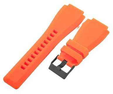 EMAIGlPO Schweißfeste Sport-Silikon-Uhrenarmbänder passend for Bell Ross BR01 BR03 24 mm(Orange-BK-K3,24mm)