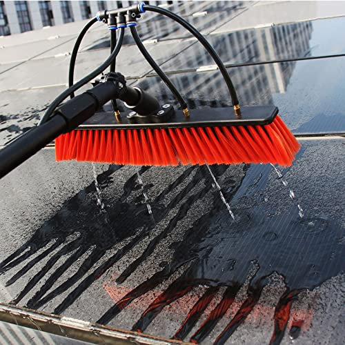 Water Fed Pole Kit, Adjustable Window Cleaning Pole, 180° Rotatable Brush Head Telescopic Cleaning Brush Outdoor Window Glass Solar Panel Spray Washer Washing Equipment,39FT/12M