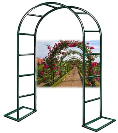 Arco Per Rose In Metallo Con Basi, 140 200 240 300 cm larghezza Traliccio Pergolato Da Giardino Per Piante Rampicanti, Supporto Sostegno Archetto Per Matrimonio, Decorazione Eventi(Verde,100x220 cm (L