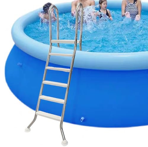 AIBOTY 160cm Stainless Steel Frame Above Ground Swimming Pool Ladder with Heavy Duty Plastic Double Sided Steps, Large Pool Ladder for Above Ground Pool, Load 250kg