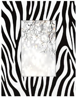 Bilderrahmen, 10,2 x 15,2 cm, Schwarz und Weiß, Zebra-Tierhaut, Holz-Bilderrahmen zum Aufhängen an der Wand, Familie, Freunde, Hochzeitsgeschenk