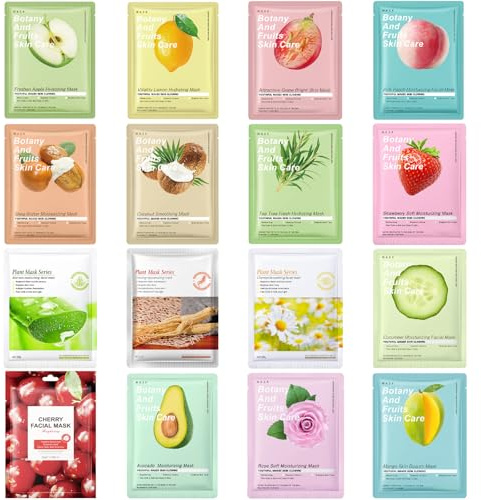 atnayo 16 PCS Face Masks Skincare Set, Hydrating and Soothing Sheet Mask for Women Girls for All Skin Types