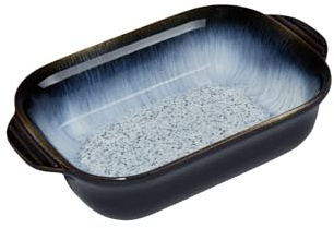 Denby - Halo Stoneware Small Oven Dish - 21.5cm Rectangular Oven Proof 710ml Capacity Ceramic Dish For Cooking, Baking, Serving - Oven & Dishwasher Safe For Lasagne, Casseroles - Reactive Glaze