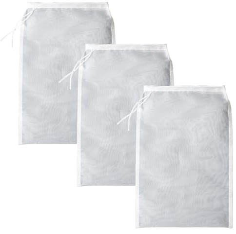 3 Stück Passiertuch Siebbeutel Seihtuch Filterbeutel 80 Micro 45 * 60cm Bier Brauen Set Infusionsbeutel Weinfilter Presstuch für Obstpresse Marmeladen Filtersieb Stoff Filter Nylon Honigsieb