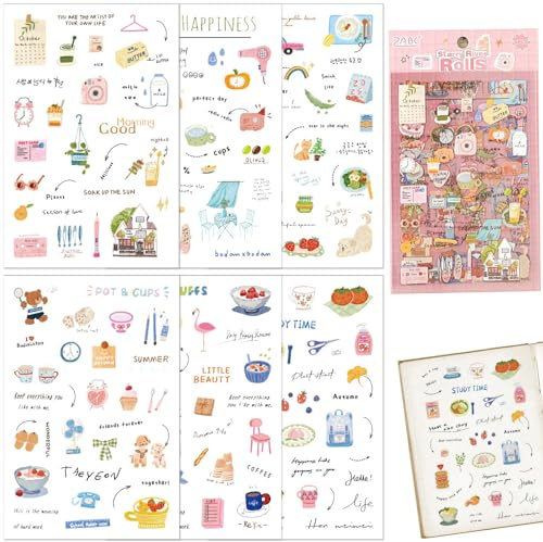 Bullet Journal Sticker, 12 Blatt Aufkleber-Set mit saisonalen Motiven, Für Kalender Tagebuch Scrapbooking, Planner Sticker Aesthetic Vintage Travel Für Kinder Erwachsene Craft Gifts