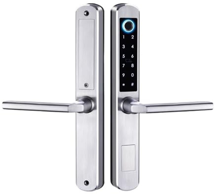 XGUZRVGNV Waterproof Outdoor Gate Fingerprint APP RFID Code Keyless Smart Electronic Door Lock for Aluminum Door/Iron Gate(Rose Gold)