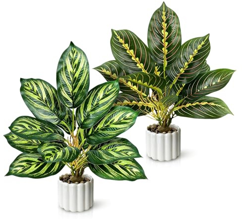 2 Pièces Plantes Artificielles Interieur, Fausse Plante Interieur pour Decoration Chambre Maison, Petite Plante Artificielle, pour Deco Salle de Bain, Décoration Cuisine, Salon, Cuisine, WC, Bureau