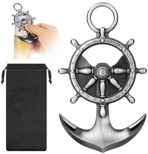 MR.BARWARE Volante, ancla de barco, abridor de botellas de cerveza, regalo de vela, ancla de barco, regalos decorativos para marineros, regalos marítimos para hombres y mujeres, plata