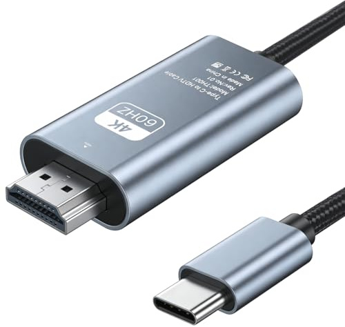 ZenithCove HDMI to USB C Cable 2M 4K@60Hz, Type C to HDMI Adapter Cord | Braided Thunderbolt 3/4 to HDMI 2.0 Cable Compatible with iPhone 16/15 Pro MacBook M3/M2 iPad Galaxy S24/S23 Surface Monitor