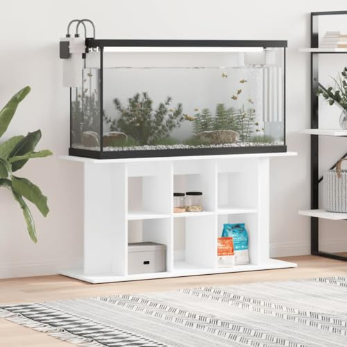 Aquariumständer Aquarium Möbel Aquarium Schrank Regal aus Holzwerkstoff für 120 cm Becken mit praktischem Stauraum in Weiß