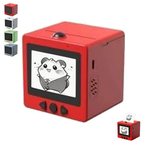 Uuxkgu Ai Smart Sticker Box Drucker,ai Sticker Box Drucker,Mini Thermoaufkleber Maker Mit Sprachsteuerung,Tintenfreier Tragbarer Aufkleber-Drucker,Mini-Aufkleber-Drucker Für Büro Und Schule(A)