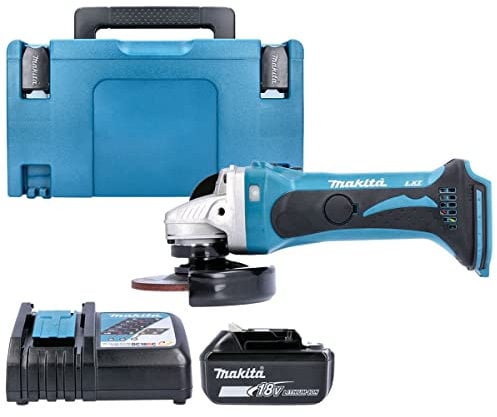 Makita DGA452Z 18v 115mm Angle Grinder + 1 x 5Ah Battery, Charger, Case & Inlay