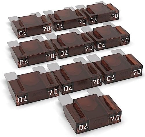 AUPROTEC Maxi Flachstecksicherung 20A - 80A Stecksicherung Schmelzsicherung Auswahl: 70A Ampere braun, 10 Stück