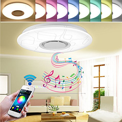 MASUNN 36W Regulable Empotrable Lámpara Colgante De Techo Luz De Música con Bluetooth Altavoz Ac95-265V