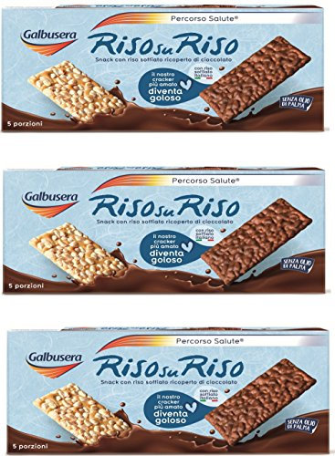 3x Galbusera Riso su riso Crackers Puffreis mit Schokolade überzogen snack 150gr