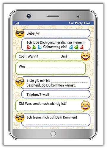 8 Einladungskarten zum Kindergeburtstag Mädchen Jungen Tablet Handy/Einladungen zum Geburtstag