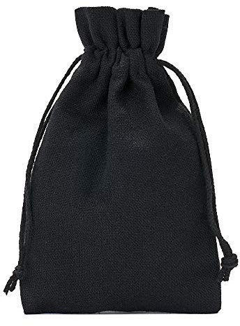 | 5 Baumwollsäckchen, 40x30 cm, Stoffbeutel zum Zuziehen, zertifiziert, Geschenkverpackung, Dekoration, Aufbewahrung, Spielzeug, Geburtstag, Halloween, Geschenkbeutel (Schwarz)