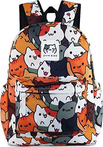 Roffatide Spiel Neko Atsume Anime Laptop Rucksack Nette Katze Schultasche Cartoon Stoffdruck Daypack