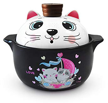 Faitout en céramique avec couvercle résistant à la chaleur Motif dessin animé 2,5 l