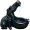 Cutfouwe Nilpferd Statue Tischdekoration,Kunstharz Sammlerstück,Kleinteile Schlüsselbonbons Behälter,Home Office Dekoration Zubehör Hochzeitsgeschenke,Blau