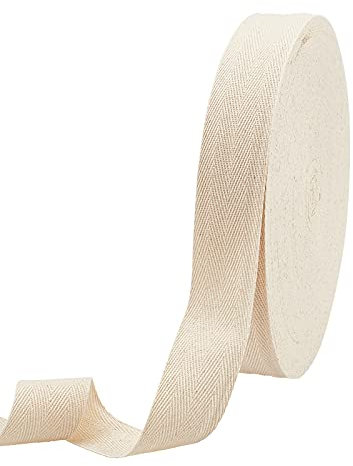 nbeads 50 m/Rolle Baumwollbänder mit Fischgräten, 35 mm breites Baumwollband, Baumwoll-Twillband, Fischgrätenmuster, für Stricken zum Nähen, Basteln, Handwerk, Antikweiß