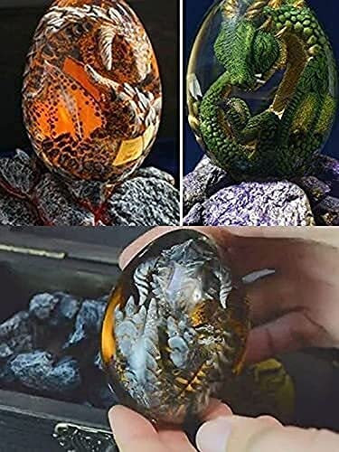Dinosaur Egg Dream Crystal Transparent Dragon Egg Exquisite Unique Dragon Egg Souvenir Perfect Collections Gift for Fantasy Lovers Crystal Transparent Lava Dragon Egg Resin Handmade Sculpture Ornament