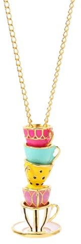 necklace Women's Teacup Pendant Necklace Sweet Afternoon Tea Handmade Sweater Chain Creative Enamel Pendant Tea Cup Coffee Cups Jewelry
