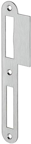 Gedotec Schließblech Edelstahl matt | 1 Stk Einlass-Schliessblech Zimmertür | Lappenschließblech gerade DIN links | Renovierung für Zargen aus Holz | Metall Tür-Anschlag Innentüren Haustür Gartentor