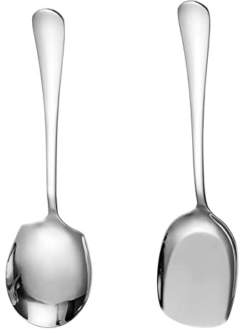 ARFUKA Serving Spoons Stainless Steel Buffet Serving Spoon Large Serving Spoon Dishwasher Safe Metal Serving Utensils Set Silver Pack of 2