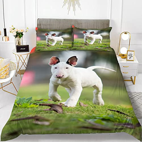 SHITOU Bettwäsche 135x200 Grüner Bullterrier 3D Mikrofaser Bettbezug Mit 2 Kopfkissenbezug, Jungen Teens BettwäSche Set Kinder Erwachsene, Weich Haltbar Atmungsaktive
