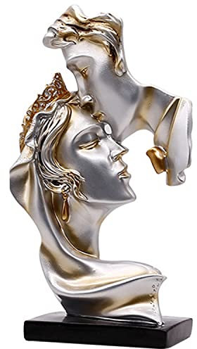PIGPIGFLY Liebeskuss Statue,Abstrakte Skulptur,Deko Figuren, Deko Wohnzimmer Modern Zum Hinstellen, Abstrakte Skulptur Polyresin, Geschenkidee(Sekt)