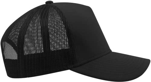 COOZO Unisex Rapper Jersey Mid Visor Trucker Cap - Black - One Size