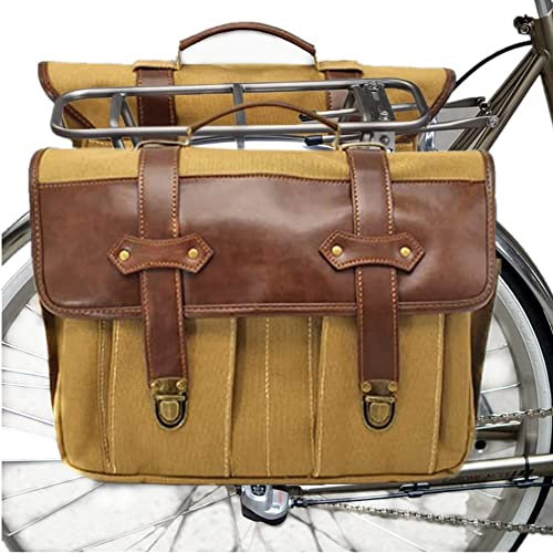 TentHome Motorrad Seitentasche Leder PU Segeltuch Gepäckträgertasche Fahrradtasche wasserfeste Aktentasche Umhängetasche Schultertasche 3in1 Braun